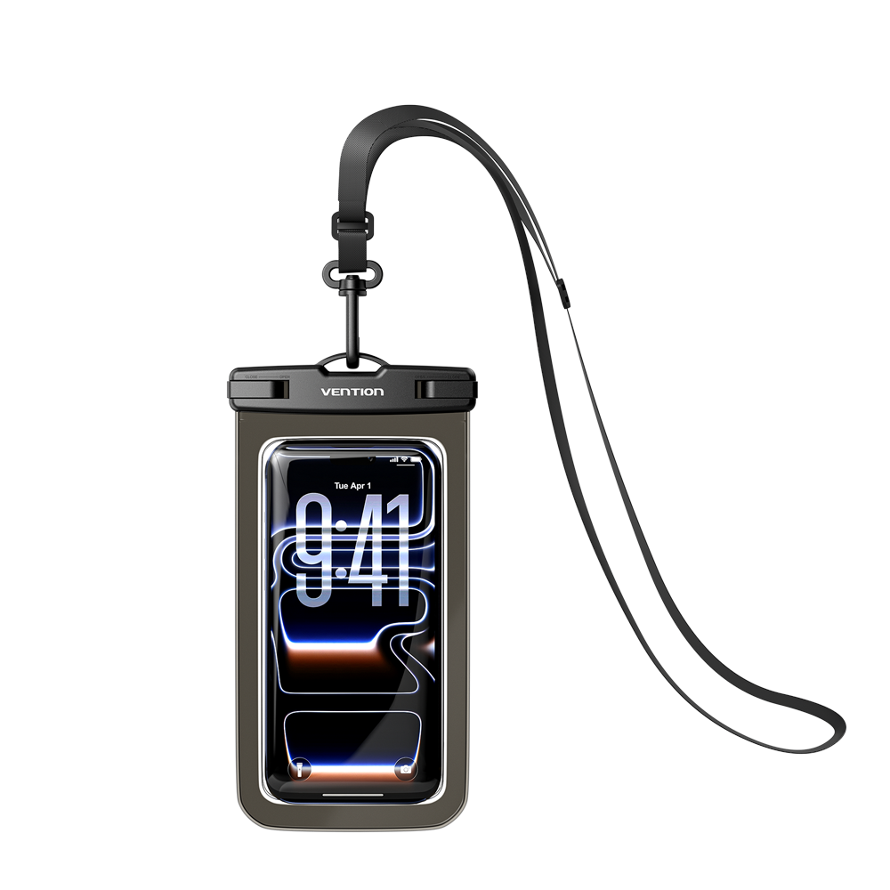 Vention 7.2-Inch Transparent Waterproof Phone Pouch with Lock Seal Black