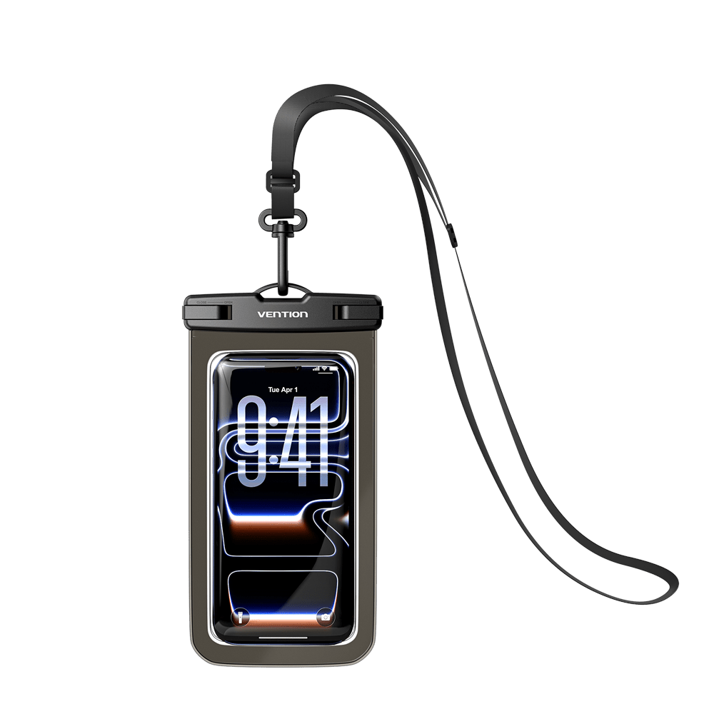 Vention 7.2-Inch Transparent Waterproof Phone Pouch with Lock Seal Black - Vention