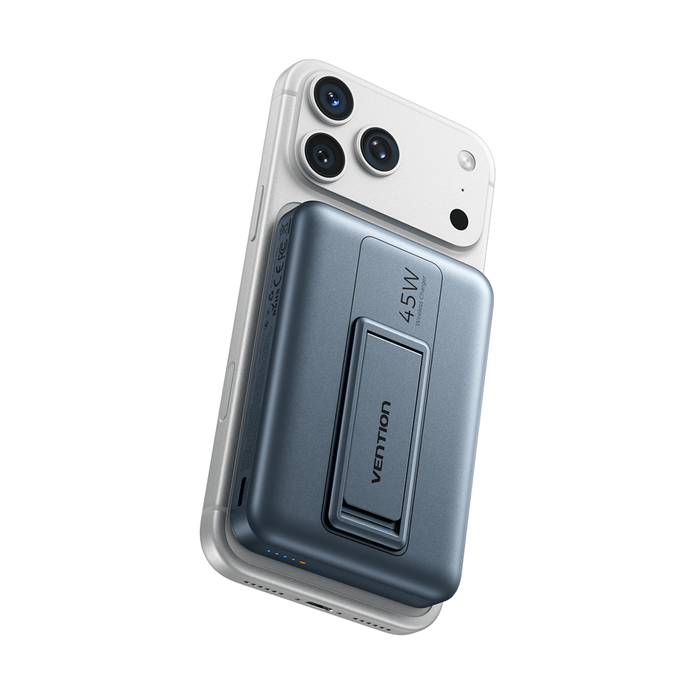 Vention Qi2.2 10000mAh Magnetic Wireless Power Bank (USB-C + USB-C/Wireless) 45W Gray - Vention