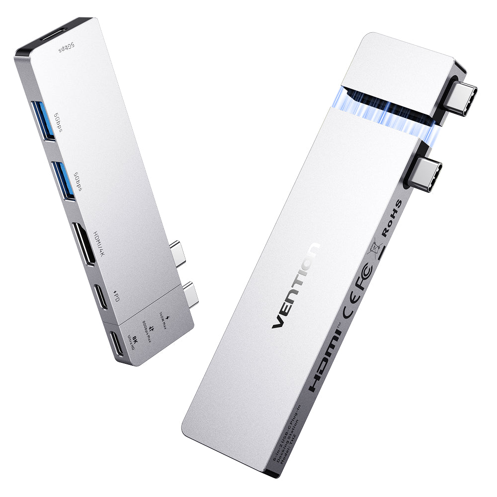 Vention 6-in-2 USB-C Plug-in Docking Station