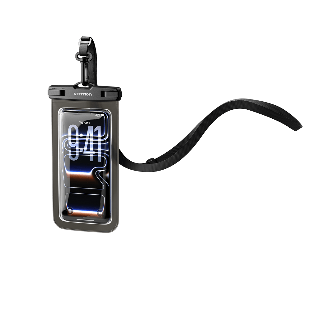 Vention 7.2-Inch Transparent Waterproof Phone Pouch with Lock Seal Black - Vention