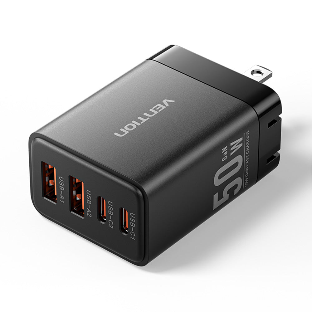 Vention 4-Port USB (C + C + A + A) GaN Charger (30W/20W/18W/18W) US Plug