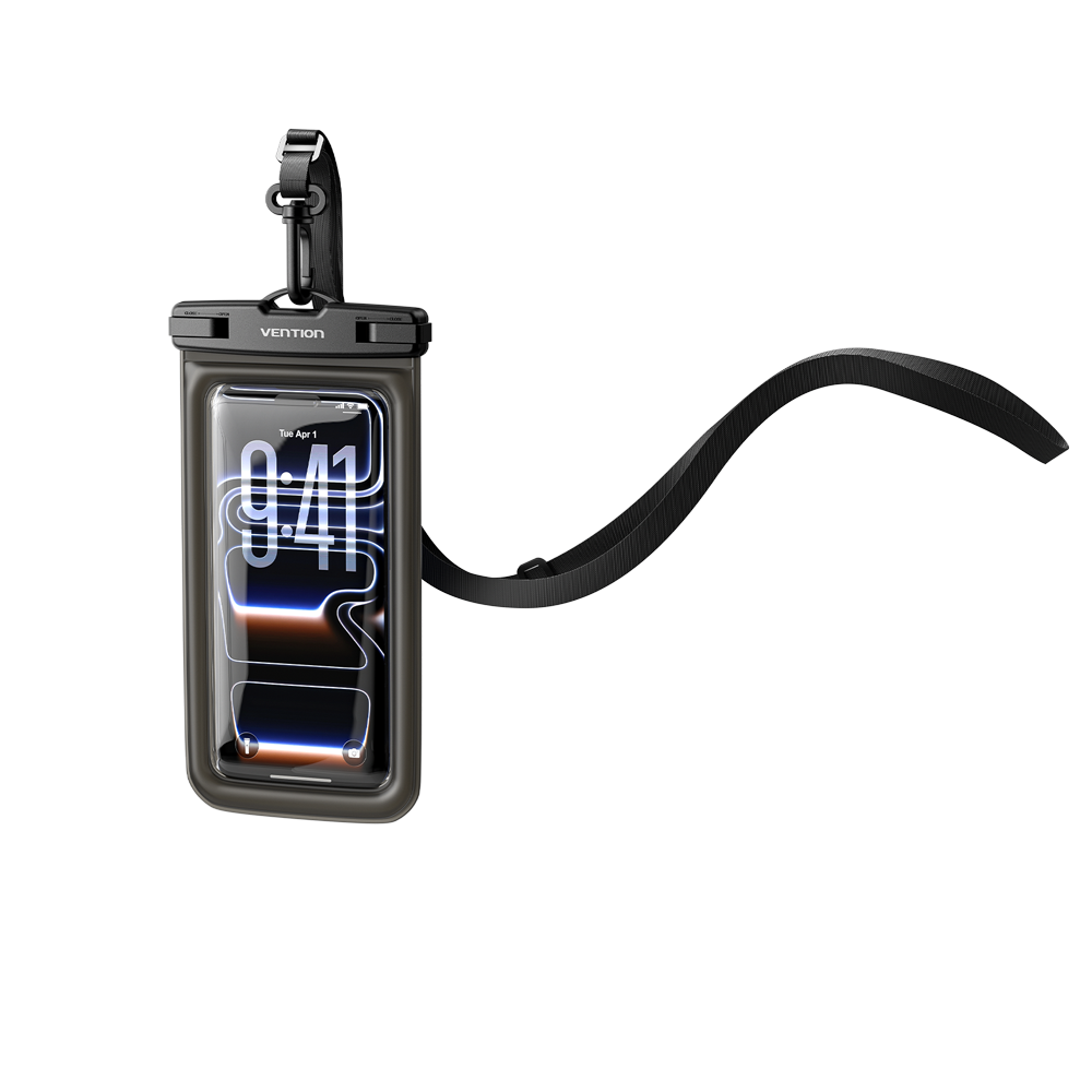 Vention 7.2-Inch Shockproof Black-Edged Waterproof Phone Pouch with Lock Seal Black