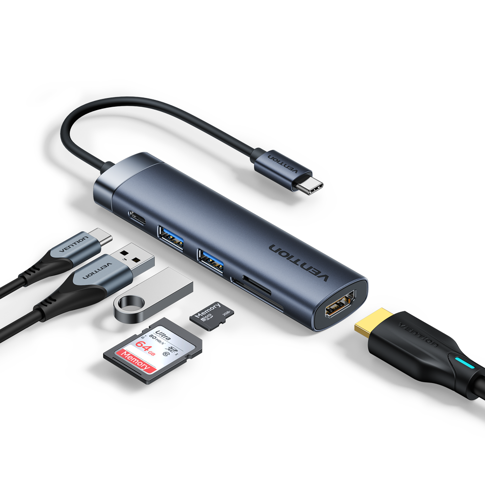 Vention 6'sı 1 arada USB-C Bağlantı İstasyonu