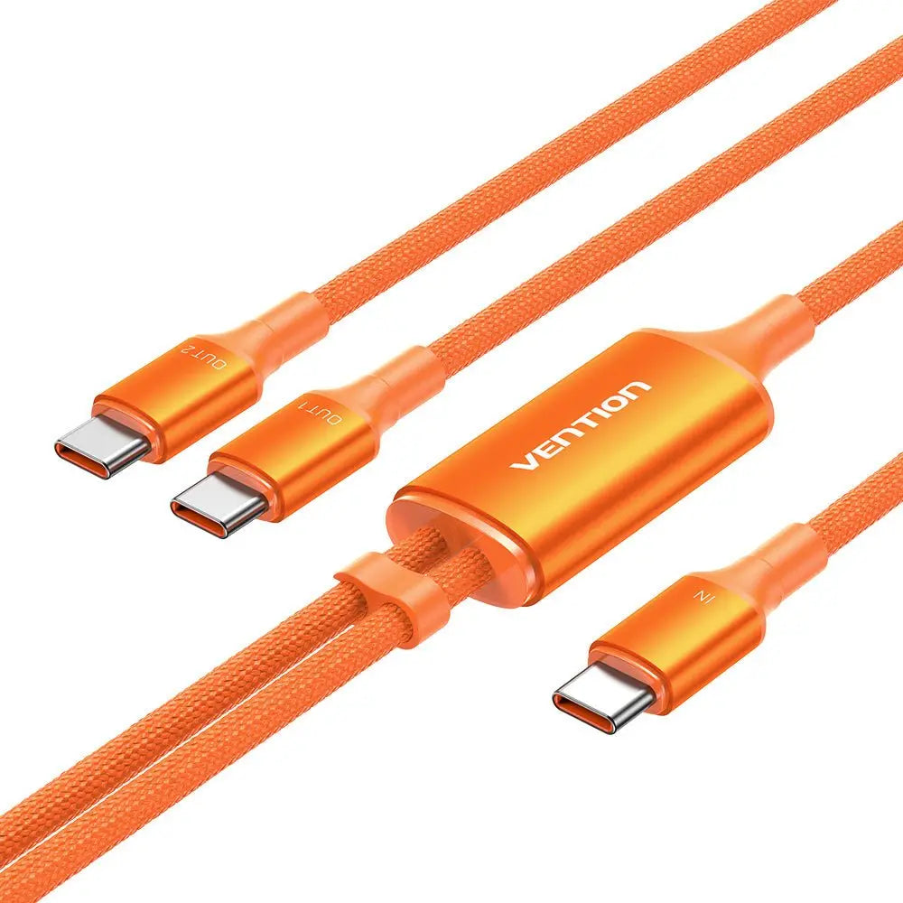 Vention USB 2.0 Type-C Male to 2 Type-C Male 5A Cable Black Aluminum Alloy Type - Vention