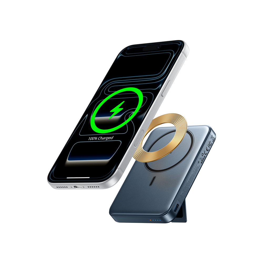 <tc>Vention</tc> Batería externa magnética inalámbrica Qi2.2 de 10000 mAh (USB-C + USB-C/Inalámbrica) de 45 W, color gris.