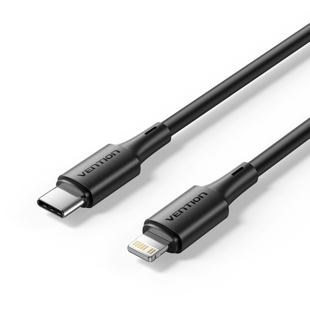 Vention USB 2.0 Type-C Male to Lightning Male 3A Cable Black PVC Type - Vention