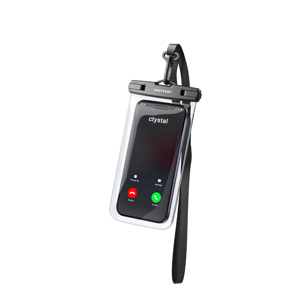 Vention 7.2-Inch Floating Shockproof Airbag Waterproof Phone Pouch with Lock Seal Black - Vention