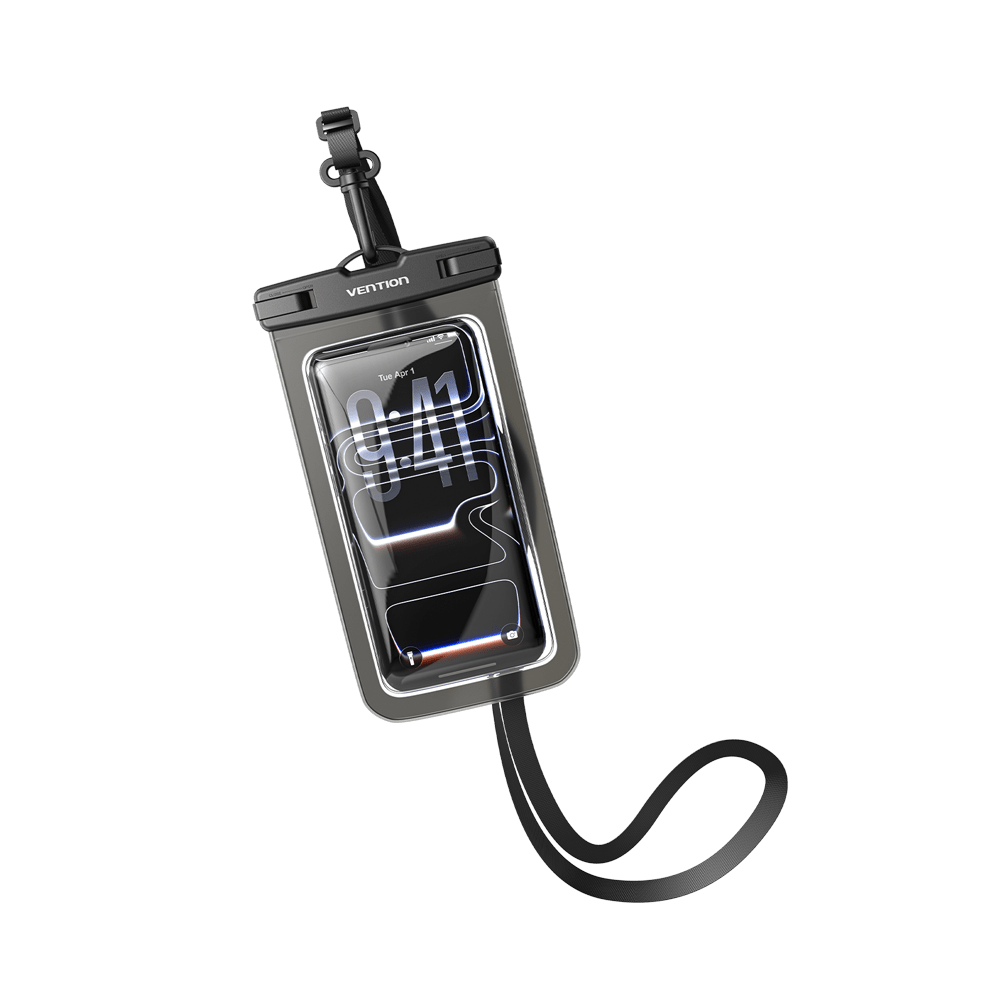 Vention 7.2-Inch Transparent Waterproof Phone Pouch with Lock Seal Black - Vention
