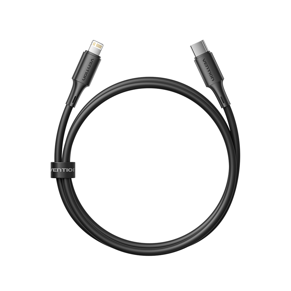 Vention USB 2.0 Type-C Male to Lightning Male 3A Cable Black PVC Type - Vention