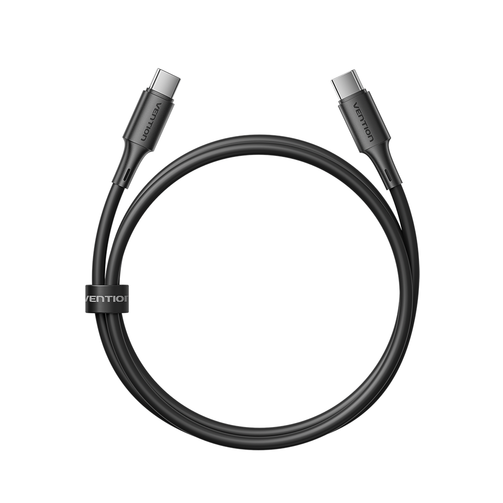 Vention USB 2.0 Tip-C Erkek - Tip-C Erkek 3A Kablo Siyah PVC Tipi