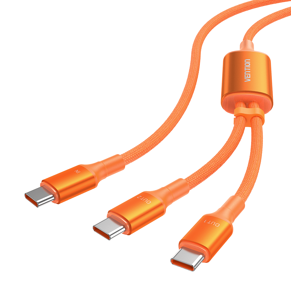 Vention USB 2.0 Type-C Male to 2 Type-C Male 5A Cable Black Aluminum Alloy Type - Vention
