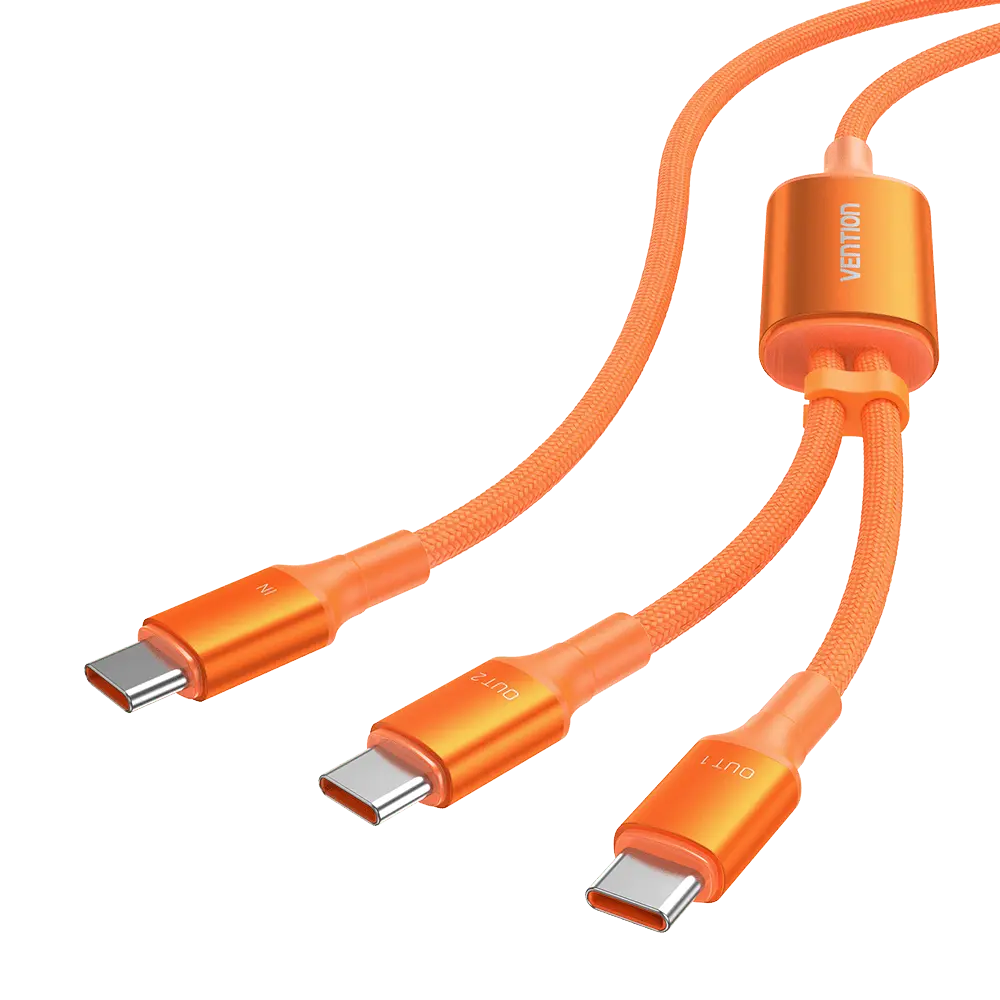 Vention USB 2.0 Type-C Male to 2 Type-C Male 5A Cable Black Aluminum Alloy Type - Vention