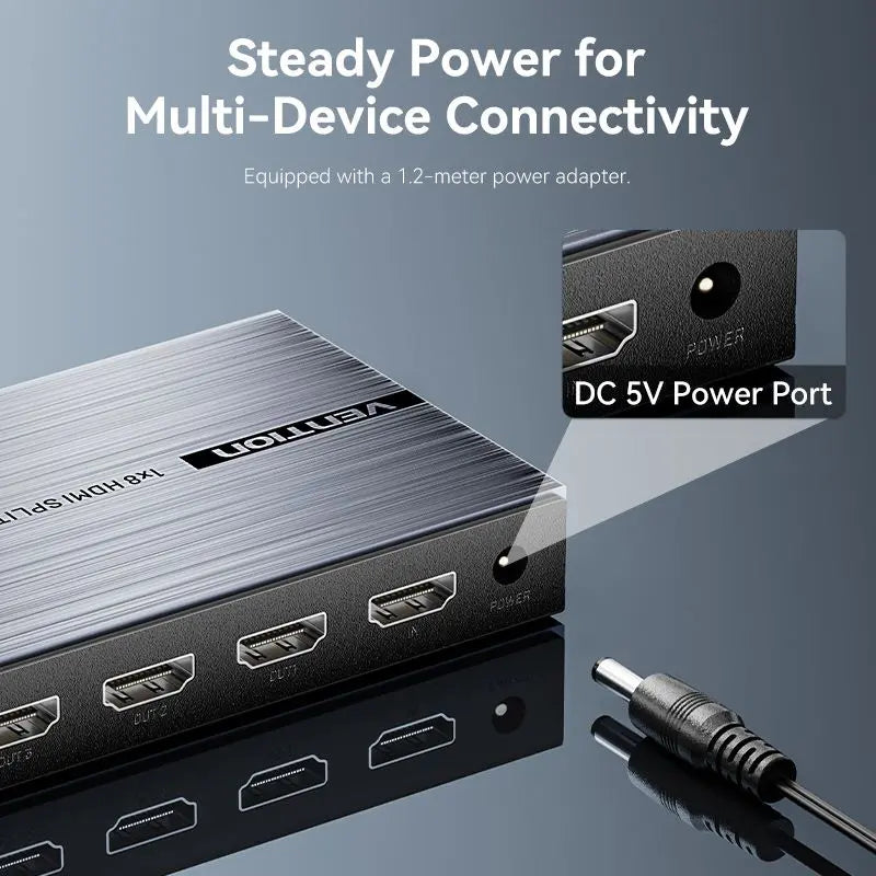Vention 4K 1x8 HDMI™ Splitter Black Aluminum Alloy Type EU Standard - Vention