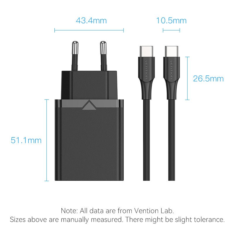 Vention 1-Port USB-C Wall Charger 25W EU-Plug - Vention