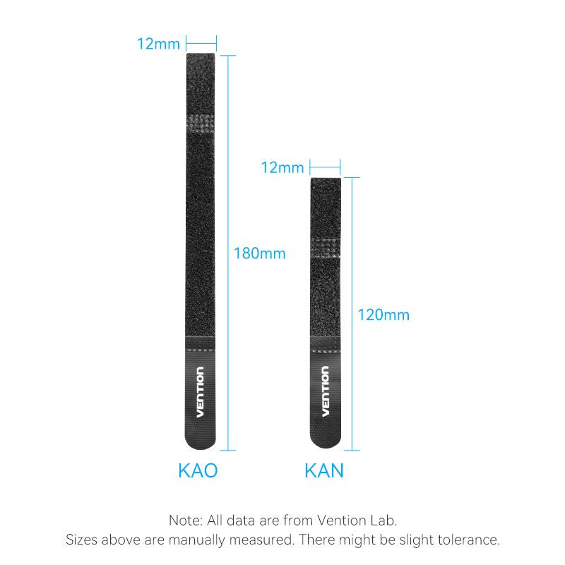 Vention Hook & Loop Cable Tie 120mm x 12mm Black - Vention