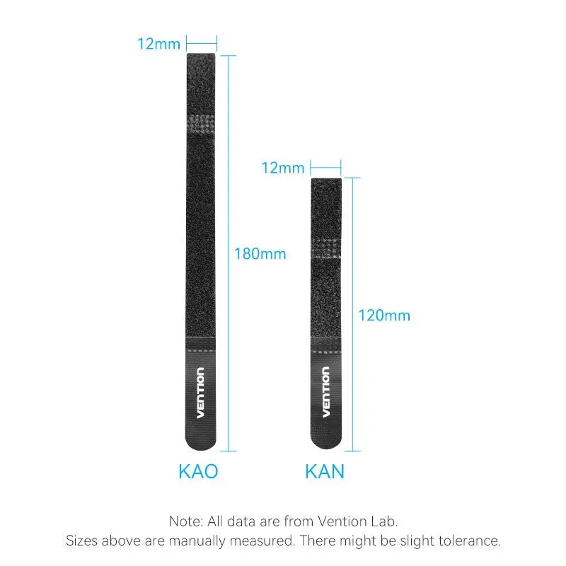 Vention Hook & Loop Cable Tie 120mm x 12mm Black - Vention