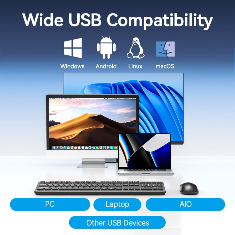 Vention 3-Button Wireless Computer Mouse with USB Receiver Black - Vention