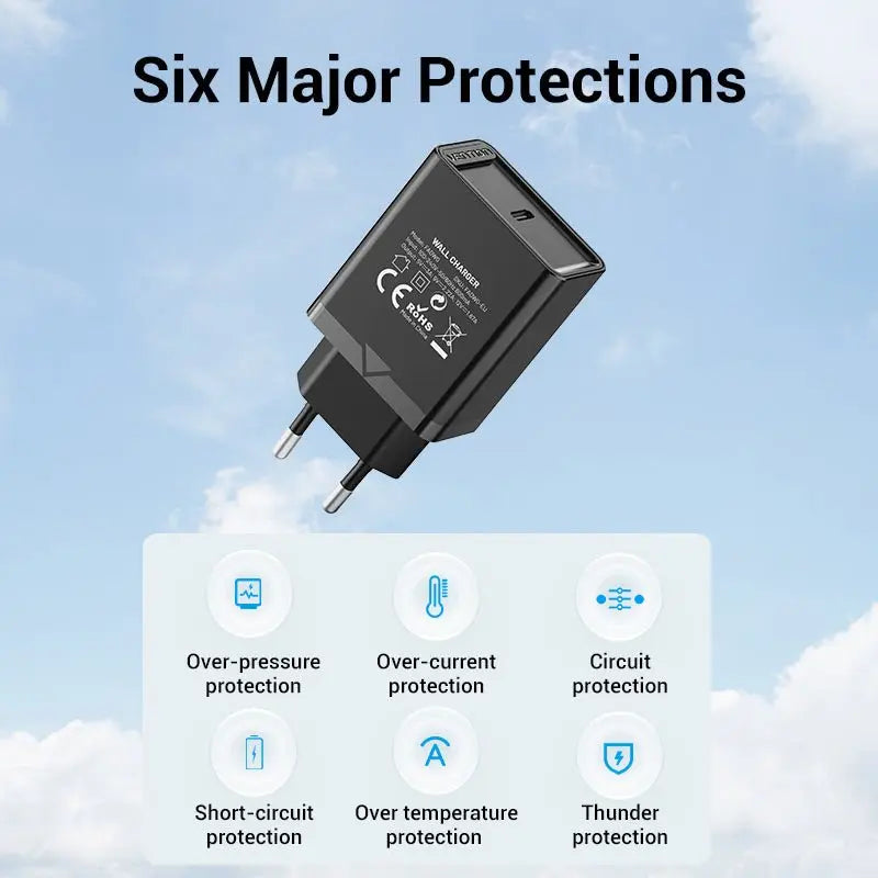 Vention 1-Port USB-C Wall Charger 20W EU-Plug - Vention