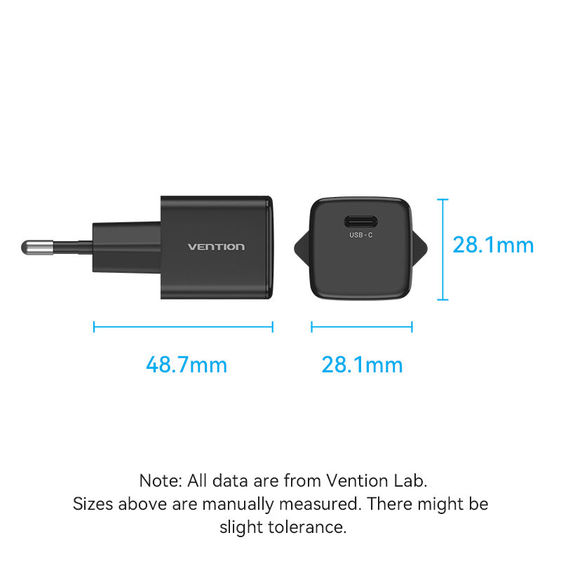 1-Port USB-C Wall Charger (20W) EU/US-Plug White/Black