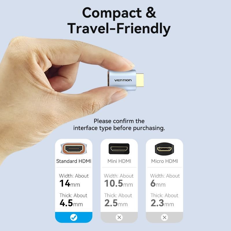 Vention HDMI™ Male to Female 8K Adapter Gray Aluminum Alloy Type - Vention