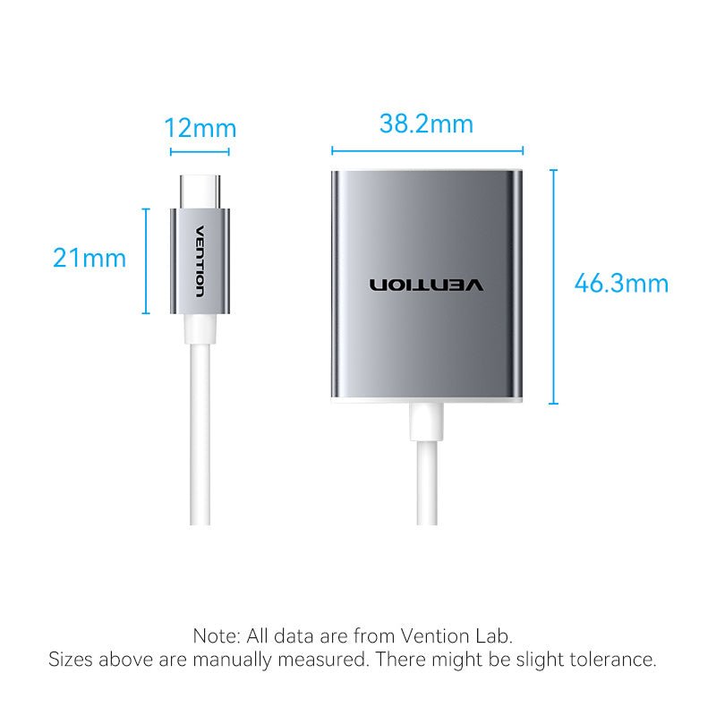 USB-C to VGA Converter 0.15M Silver Aluminium Alloy Type - Vention