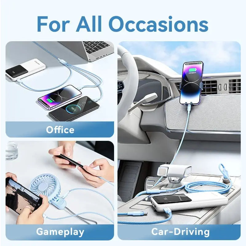 Vention USB 2.0 A Male to 3-in-1 USB-C & Lightning & Micro-B Male 6A Cable Aluminum Alloy Type - Vention