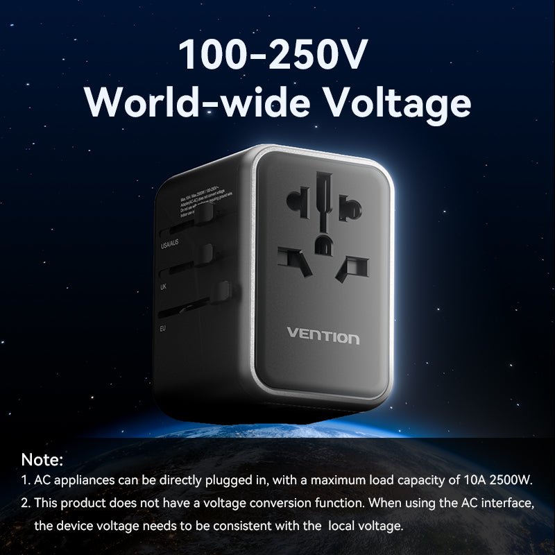 Vention 4-Port USB (C+C+A+A) GaN Universal Travel Adapter (65W/65W/60W/5W) - Vention