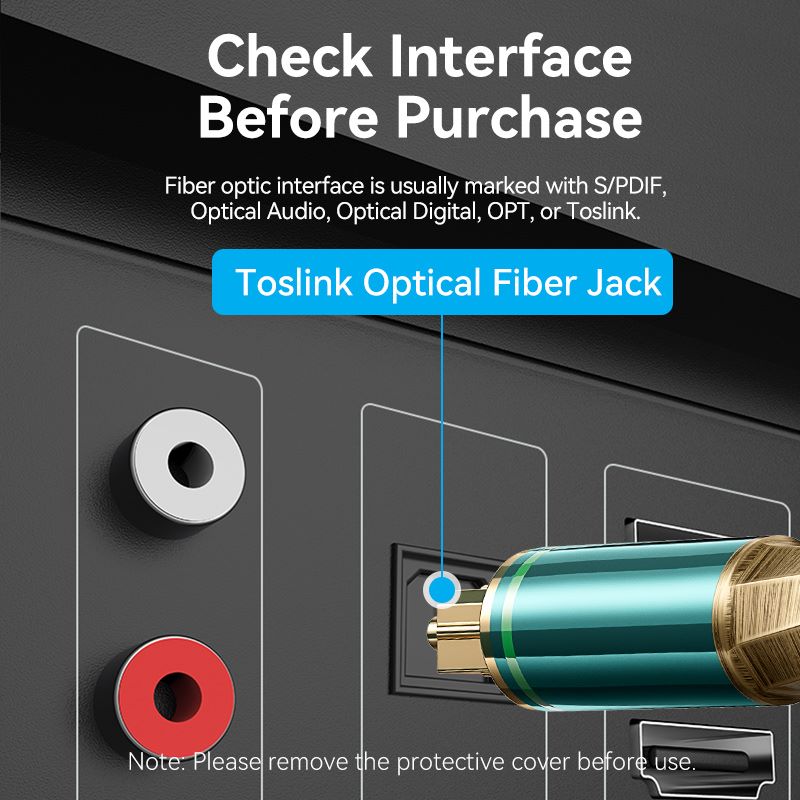 Vention Cotton Braided Optical Fiber Audio Cable 1/1.5/2/3/5/10M Green Copper Type