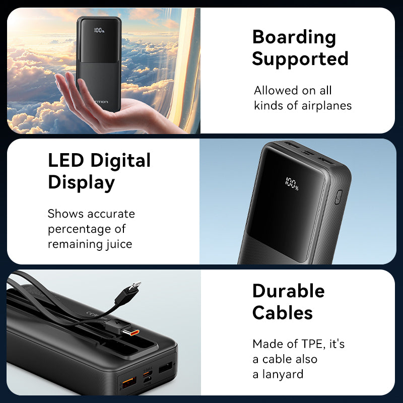 20000mAh Power Bank (Micro-USB + USB-C + USB-A + USB-A)