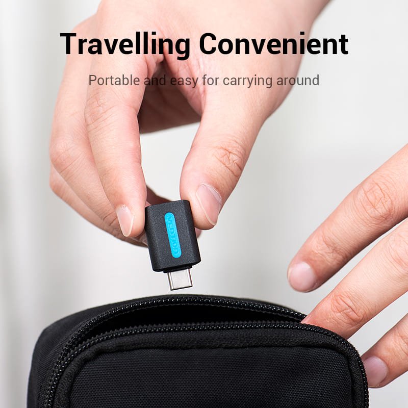 Vention USB-C Male to USB 2.0 Female OTG Adapter Black PVC Type - Vention
