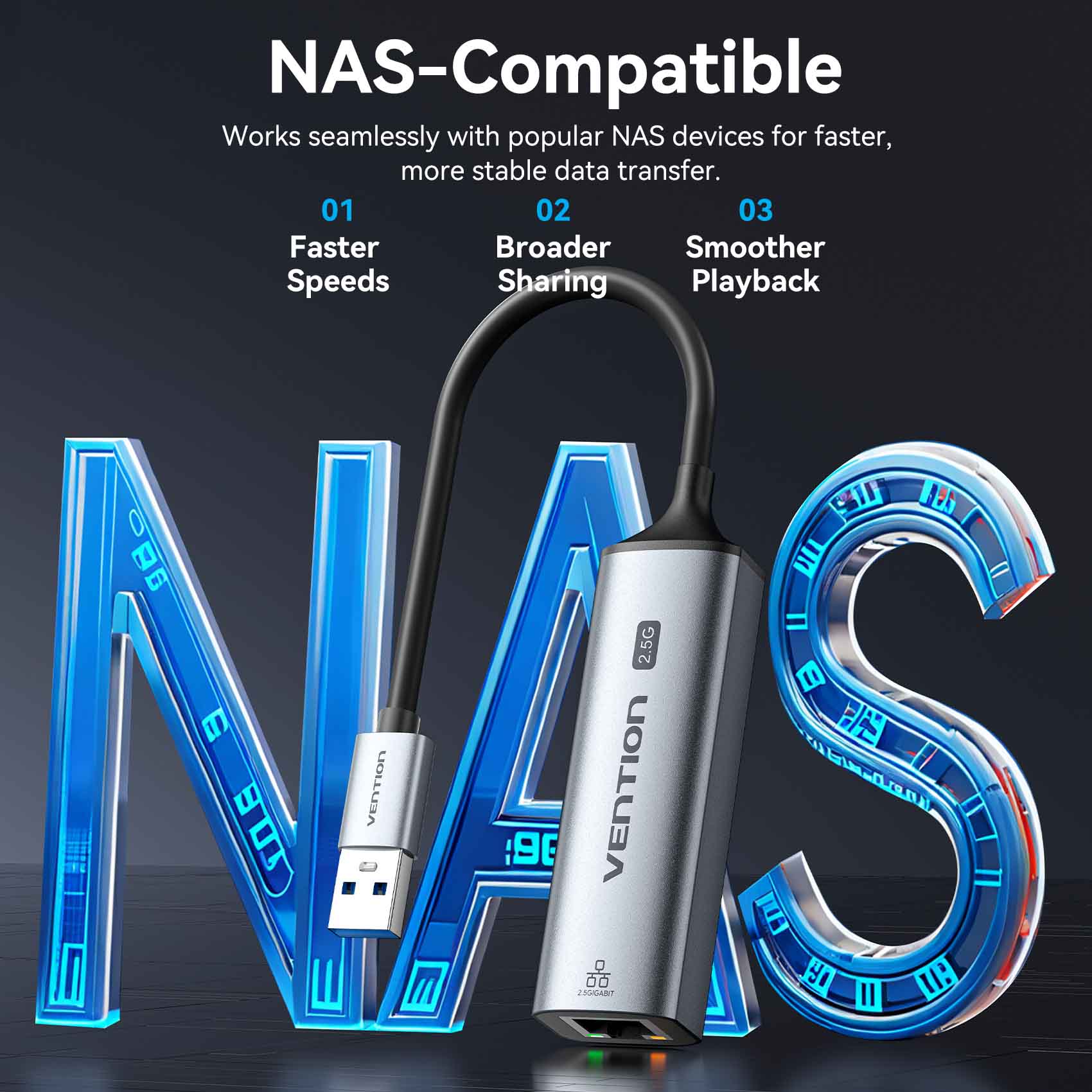 <tc>Vention</tc> USB-A 转 2.5G 以太网适配器