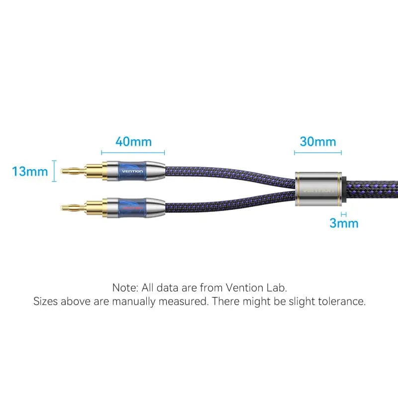 Vention Speaker Wire (Hi-Fi) with Dual Banana Plugs - Vention