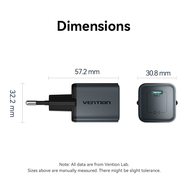 <tc>Vention</tc> Chargeur USB-C GaN 1 port 20 W, prise UE