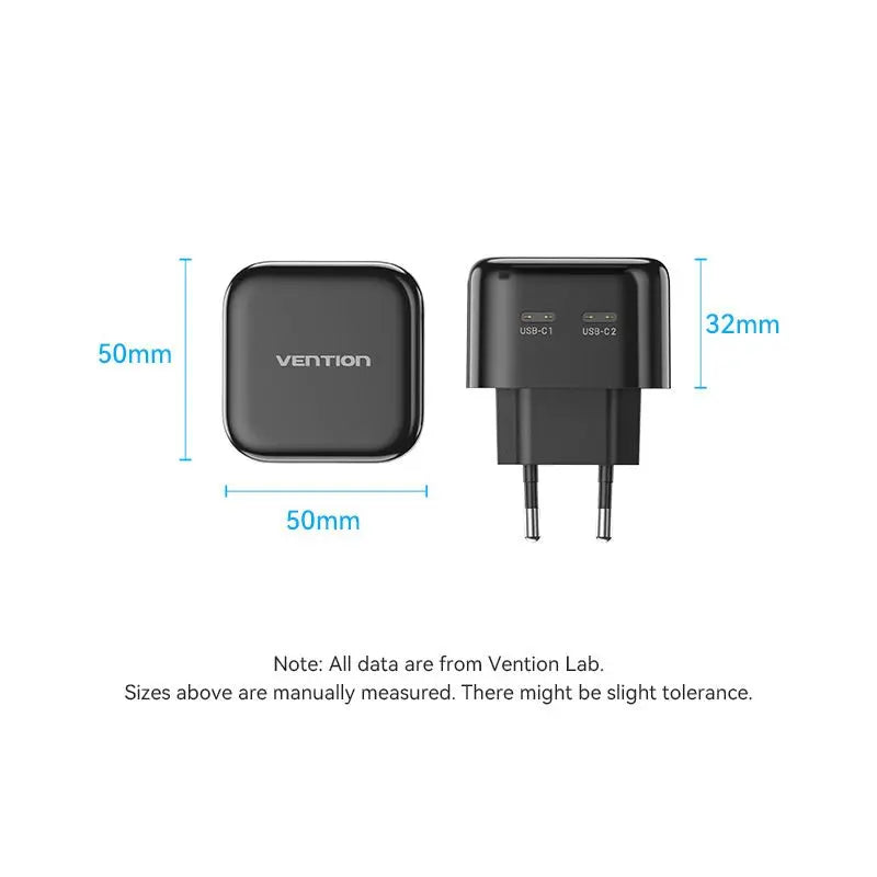 Vention 2-Port USB(C+C) GaN Charger (35W/35W) EU-Plug - Vention