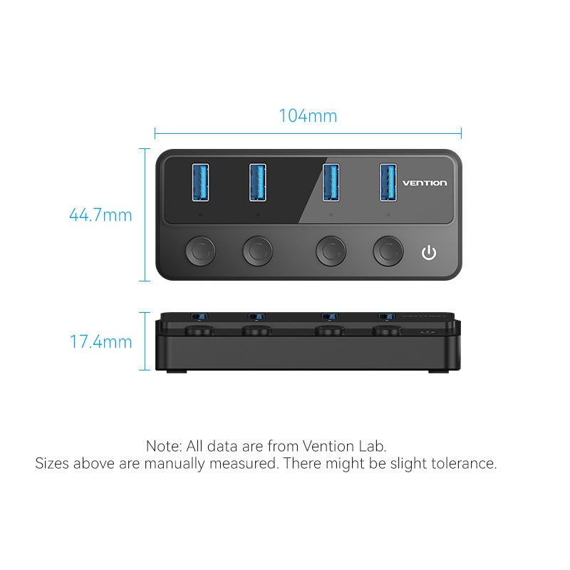 Vention 5-in-1 USB 3.0 Hub with Individual Power Switches - Vention