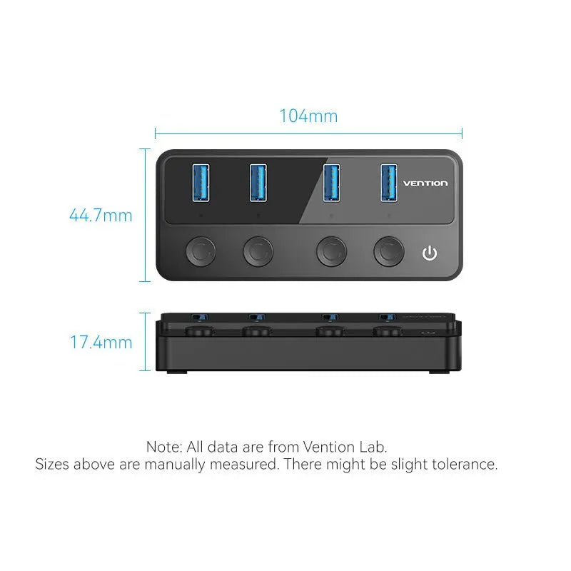 Vention 5-in-1 USB 3.0 Hub with Individual Power Switches - Vention