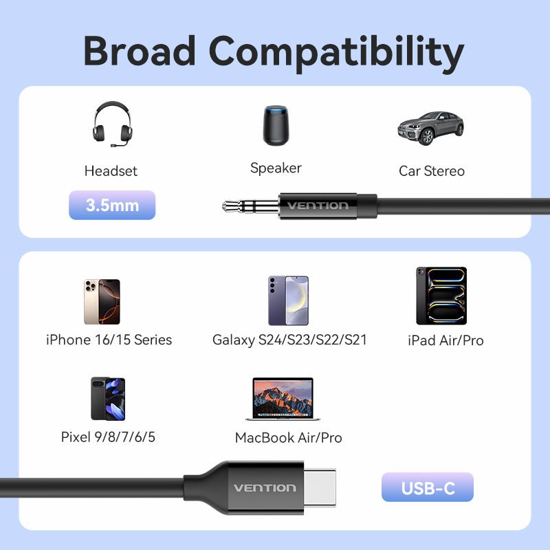 Vention USB-C Male to 3.5mm Male Audio Cable with DAC Adapter ABS Type - Vention