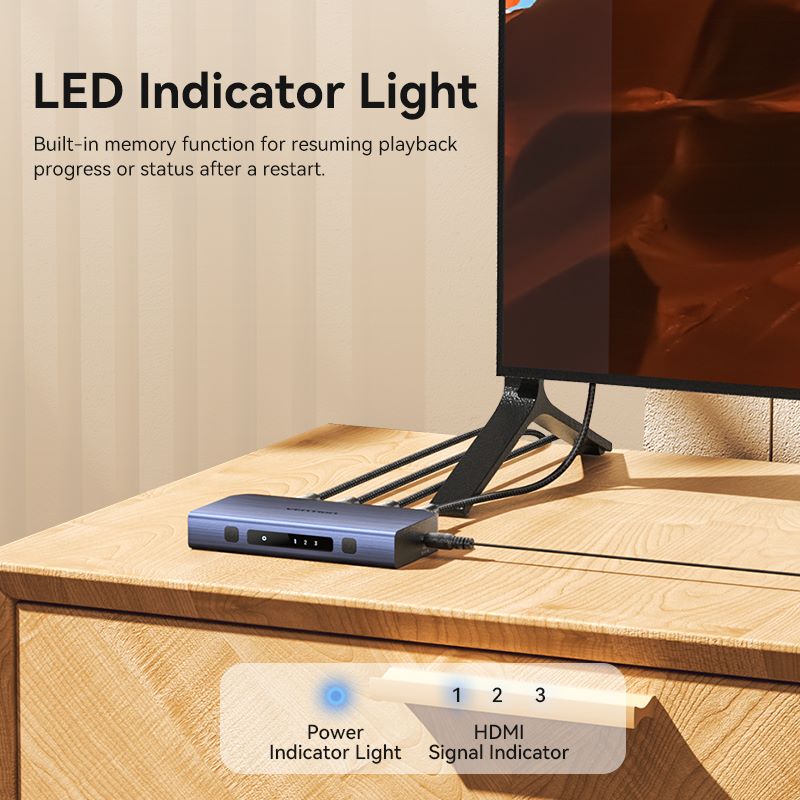 Vention 3 In 1 Out HDMI™ Switcher Blue Aluminum Alloy Type - Vention