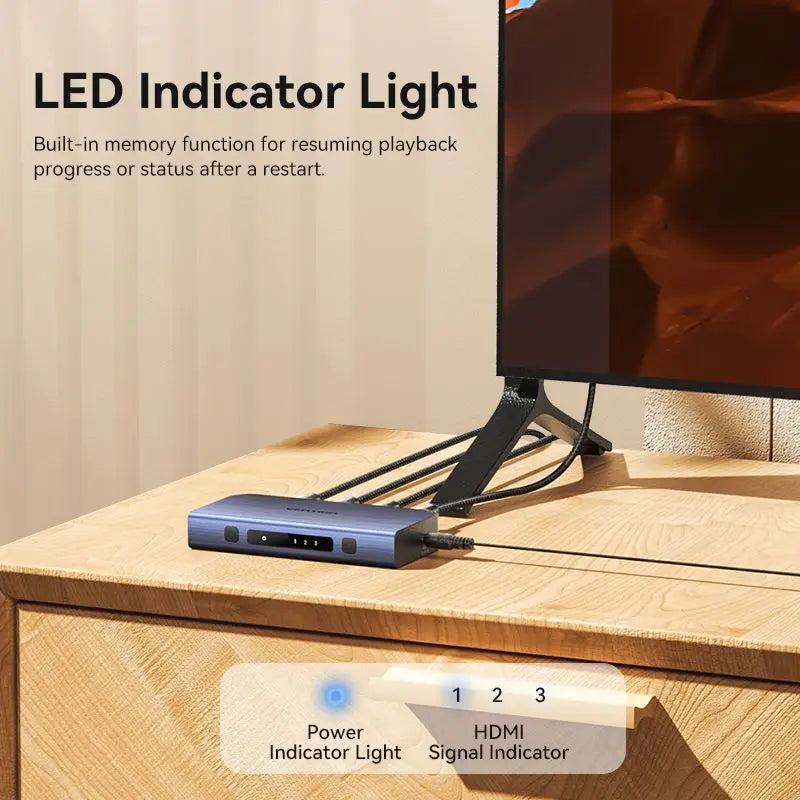 Vention 3 In 1 Out HDMI™ Switcher Blue Aluminum Alloy Type - Vention