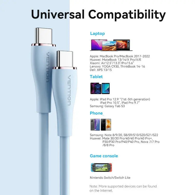 Vention USB 2.0 Type-C Male to 2 Type-C Male 5A Cable Silicone Type - Vention