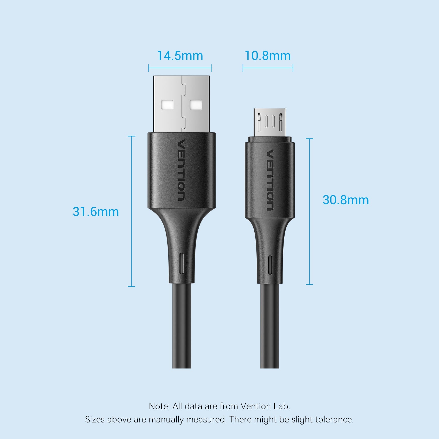 Vention USB 2.0 A Male to Micro-B Male 2A Cable 0.25M Black PVC Type