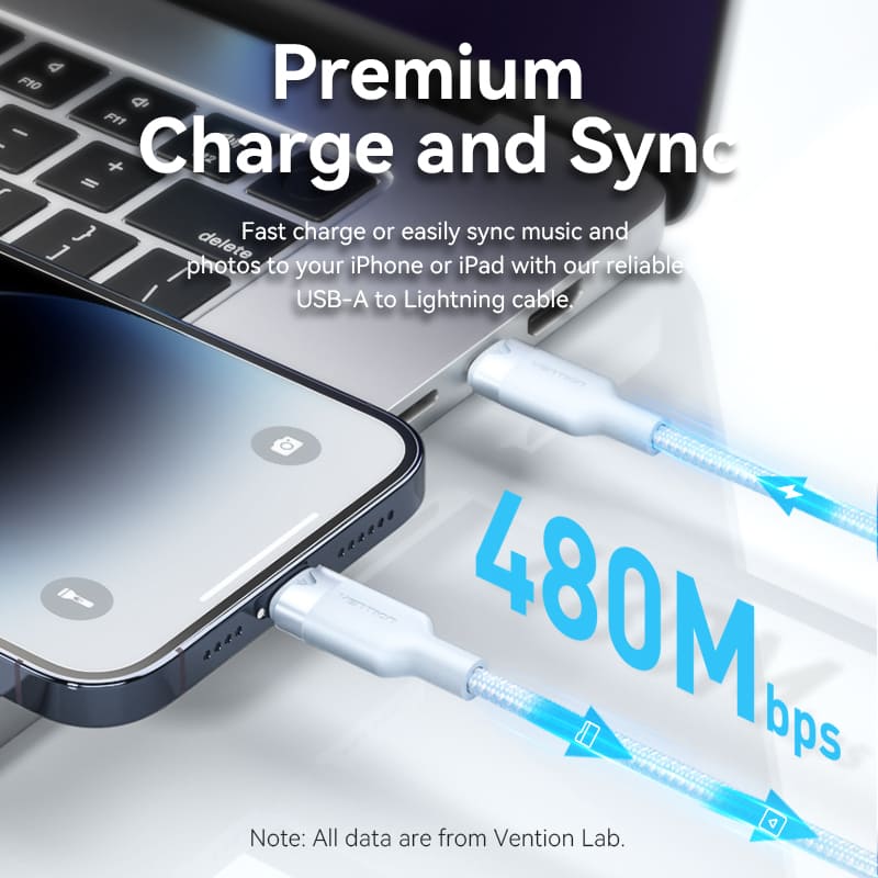 USB 2.0 Type-C Male to Lightning Male 3A Cable