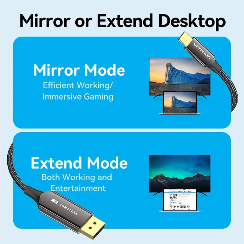 Vention 8K Bi-Directional USB-C to DisplayPort Cable - Vention
