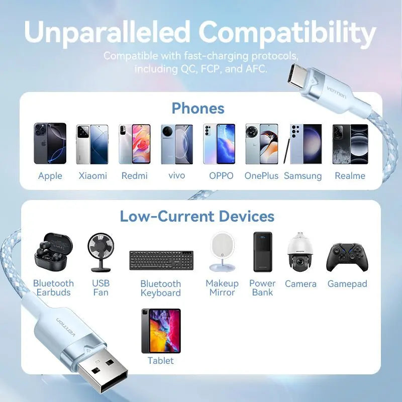 Vention USB 2.0 A Male to C Male 3A Cable Aluminum Alloy Type - Vention