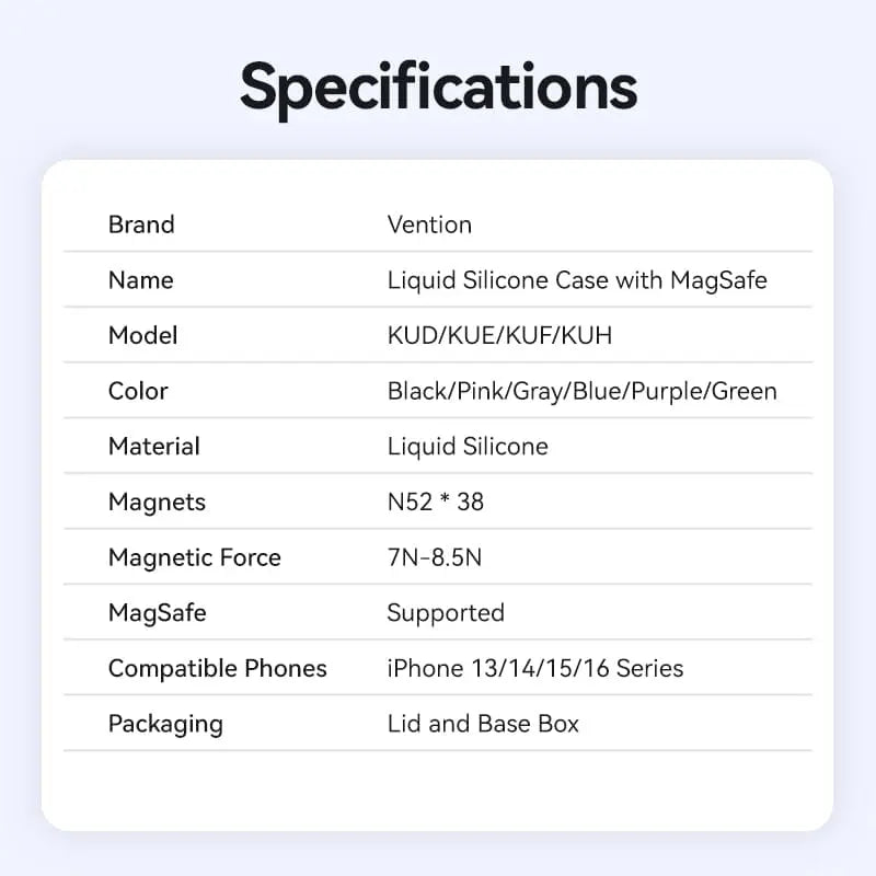 Vention Liquid Silicone Case for iPhone 16 with MagSafe - Vention
