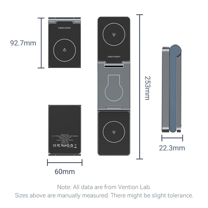 <tc>Vention</tc> Chargeur sans fil 3-en-1 15 W avec MagSafe Gris