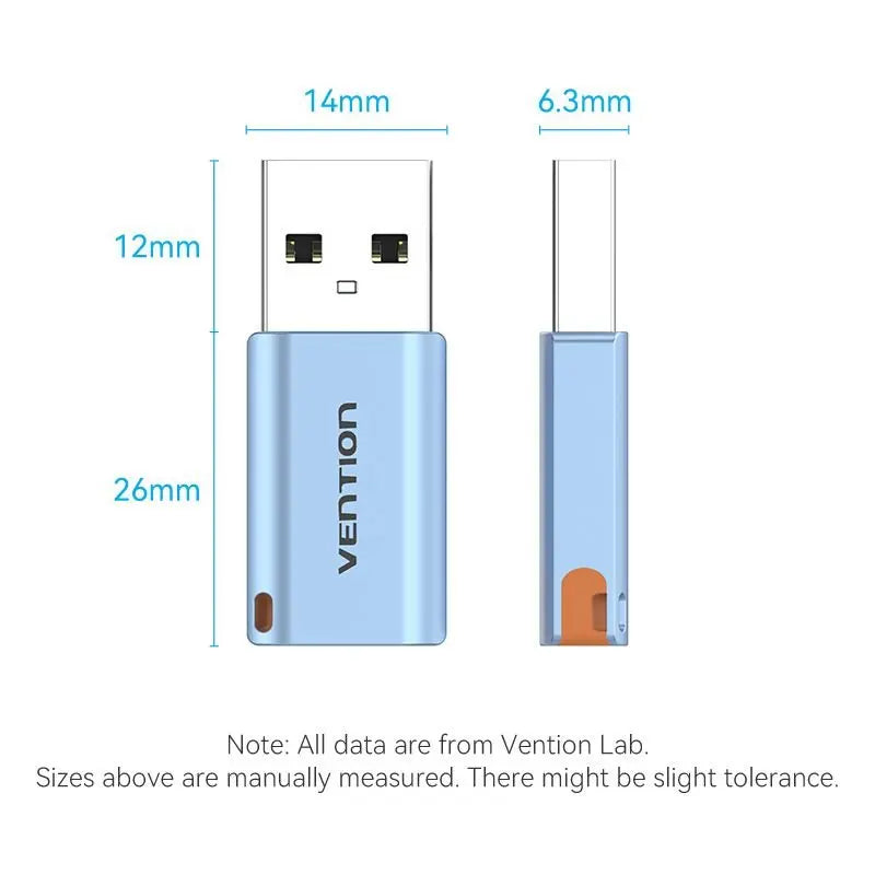 Vention USB 3.1 Type-A Male to USB-C Female Adapter with Lanyard Gray Aluminum Alloy Type - Vention