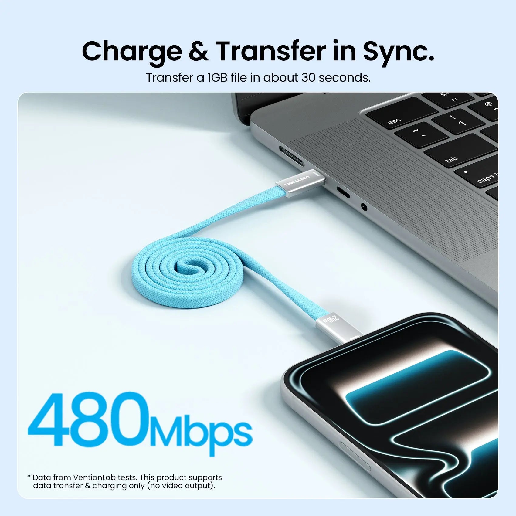 240W USB-C Slim Magnetic Fast Charging Cable - Vention