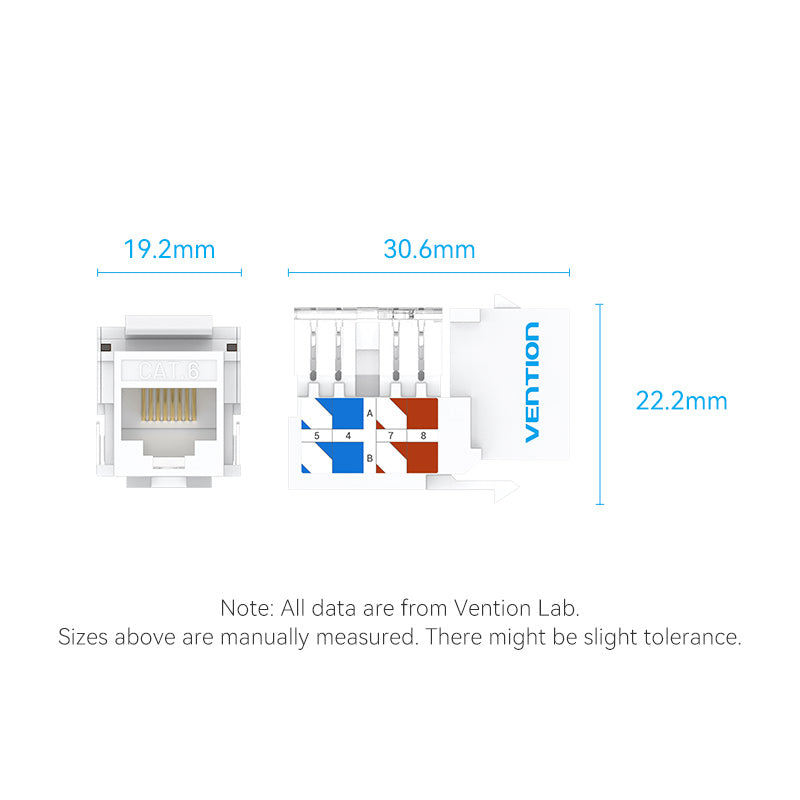Cat6 Unshielded Keystone Jack White Plastic Type